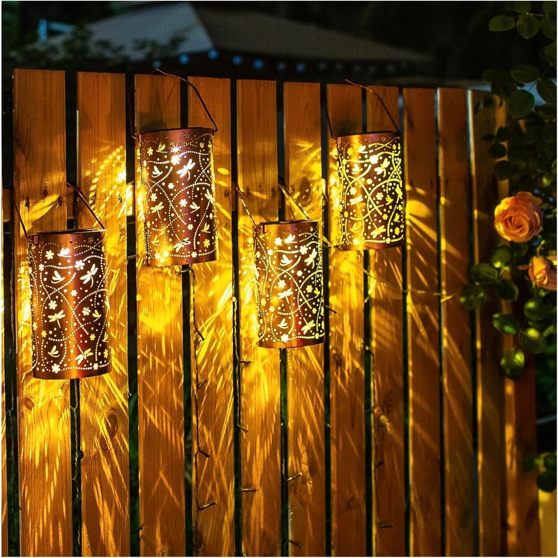 EZTZEN 2 Pack Dragonfly Solar Lanterns Outdoor Waterproof Hanging Solar Lights Dragonfly Gifts for Women Men Metal Decorative LED Lights for Garden Decor,Yard,Patio,Lawn,Tabletop,Pathway,Landscape - Image 3